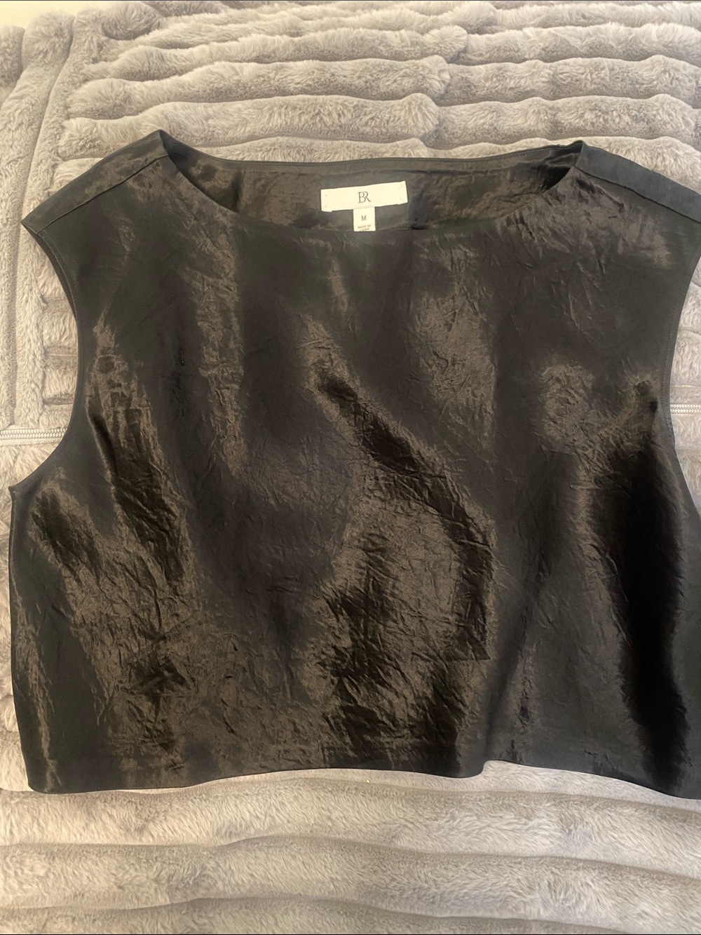 Banana Republic Black Satin-Trim Sleeveless Collared Camisole